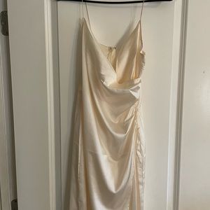 Silk cream midi dress. Side slit. Never worn